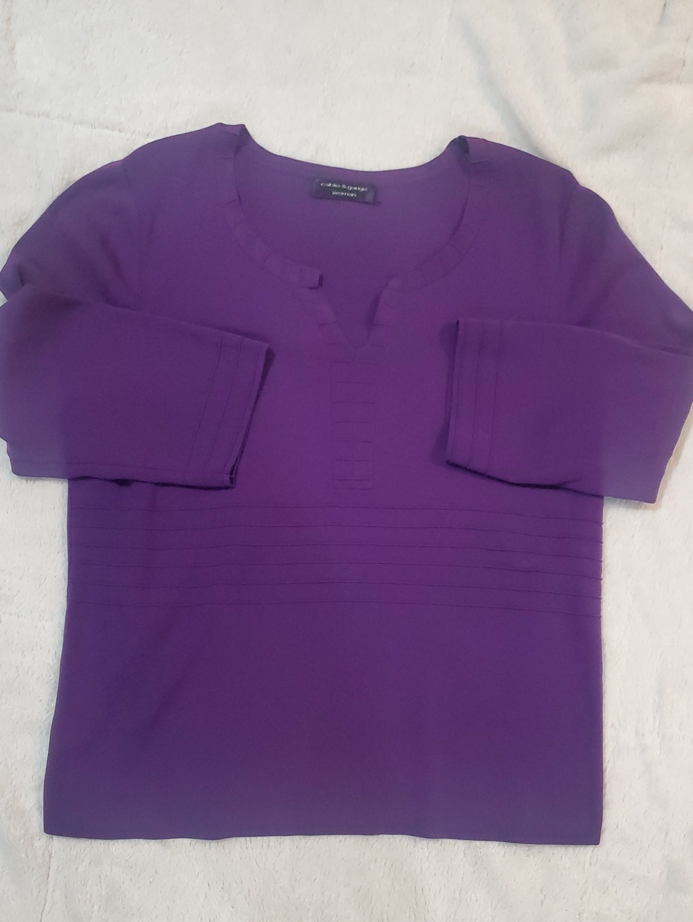 Cable & Gauge Purple Notch-Neck Tunic Top - Picture 2 of 9